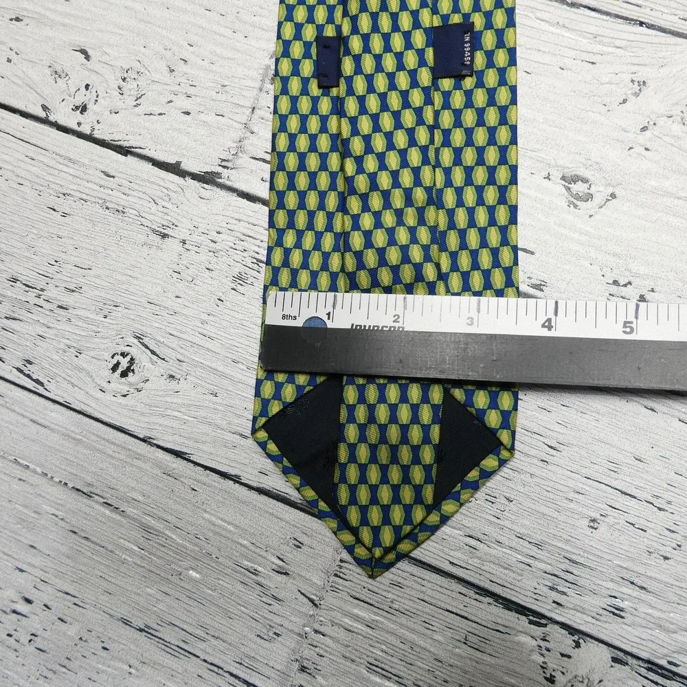 Brooks Brothers 346 Tie Mens One Size Blue Green Geometric Silk Made In USA